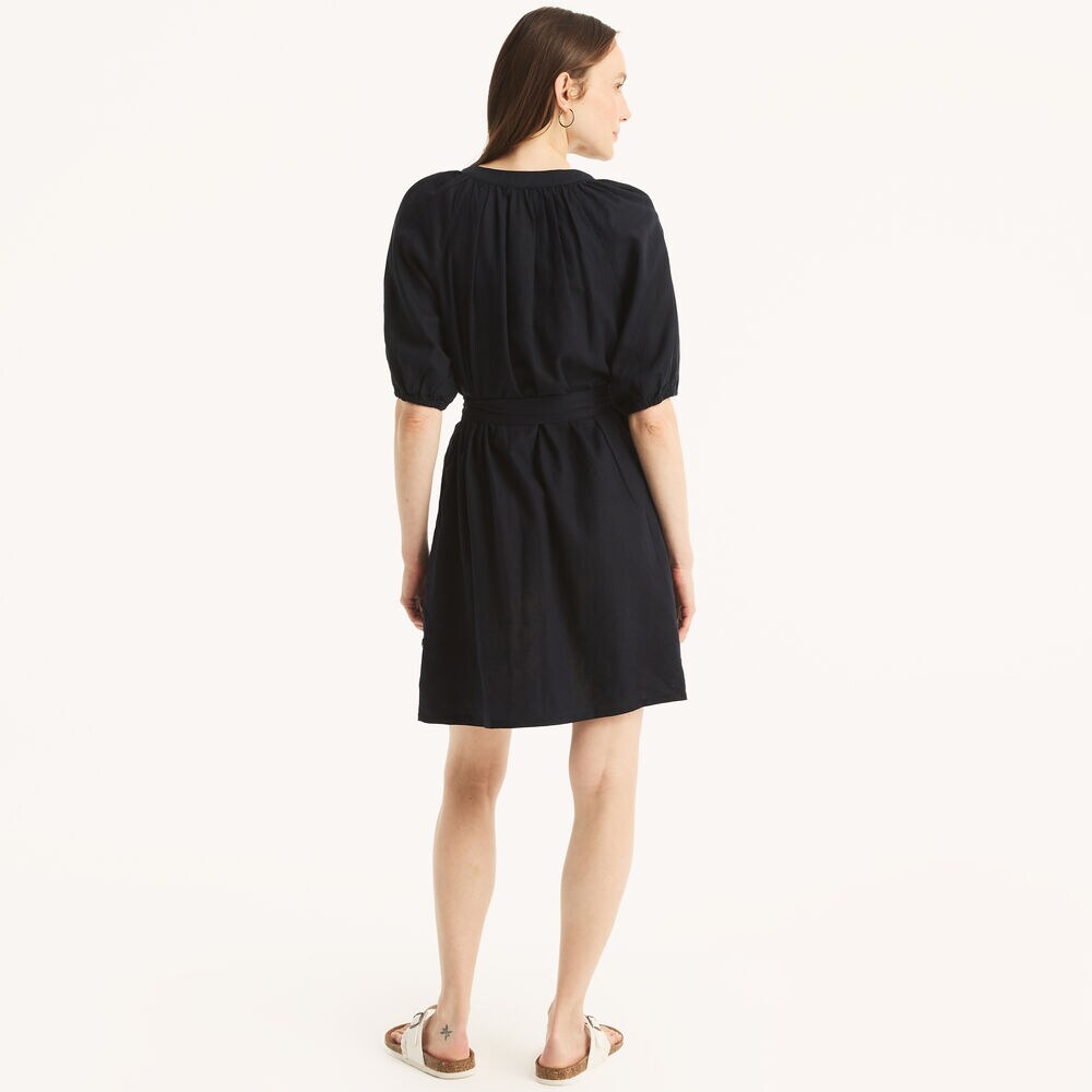 Linen Shirt Dress,Navy,large