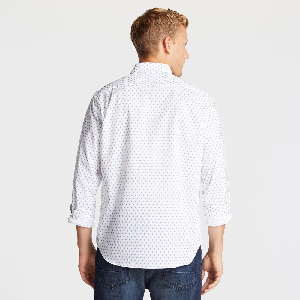 CLASSIC FIT WRINKLE-RESISTANT MINI PRINT SHIRT,Bright White,large