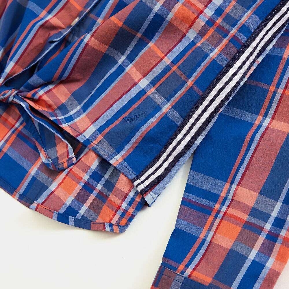 PLAID TIE-FRONT POPLIN SHIRT,Windsurf Blue,large