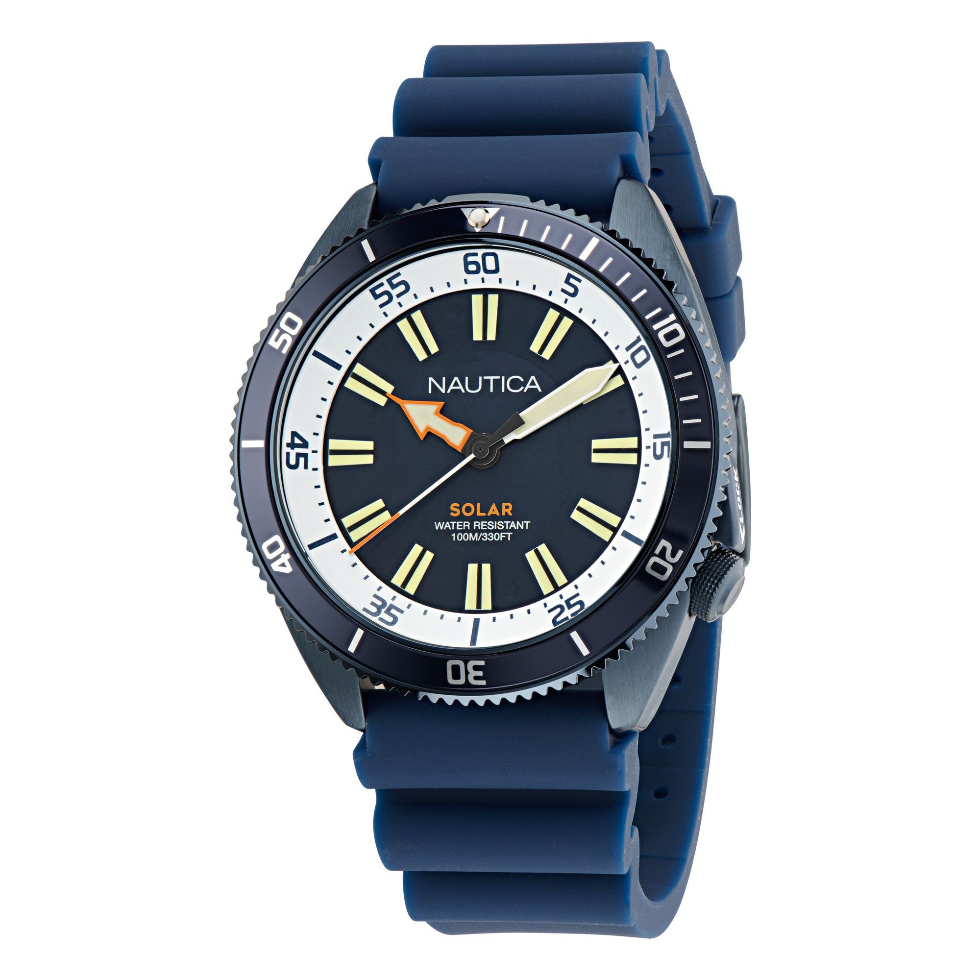 Nautica Vintage Silicone Quartz Analog Watch,Multi,large