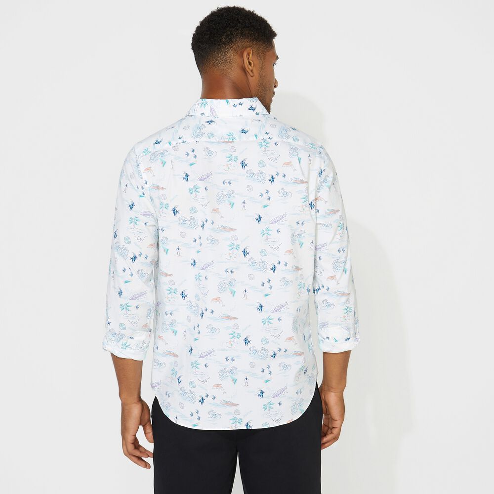 BEACH PRINT SHIRT,Bright White,large