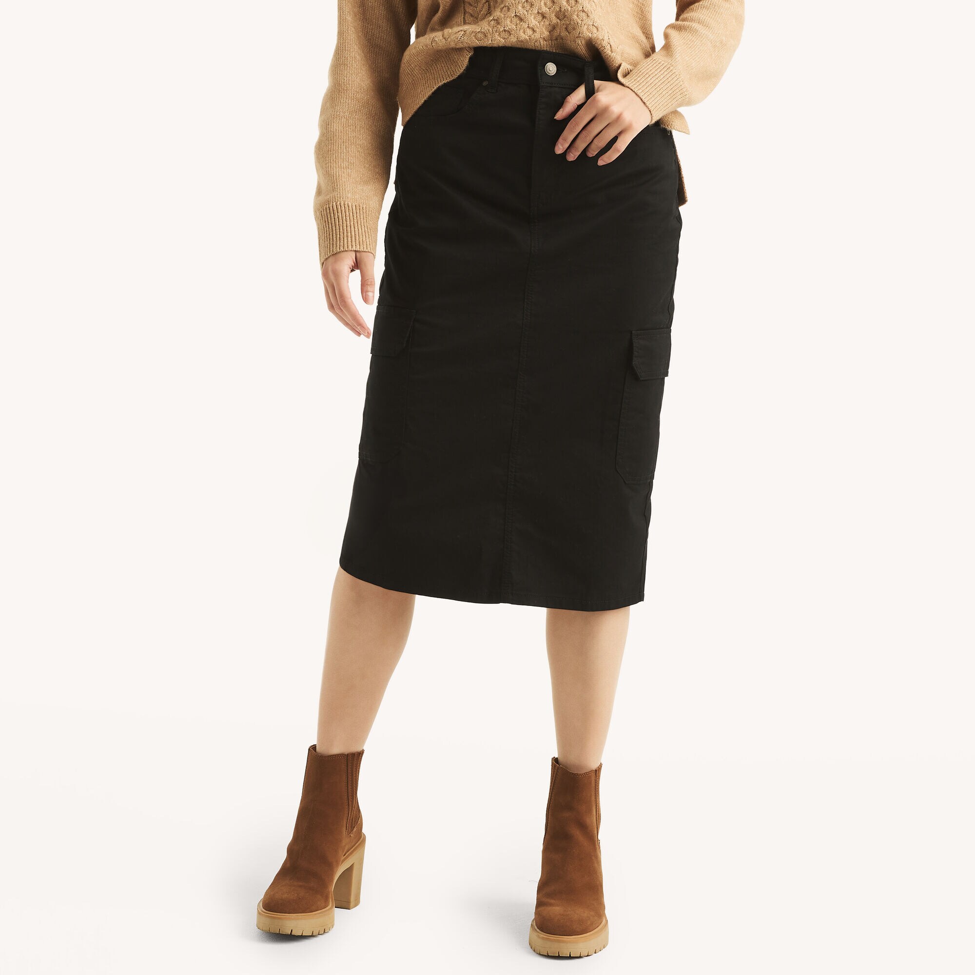 Midi Cargo Skirt,True Black,large