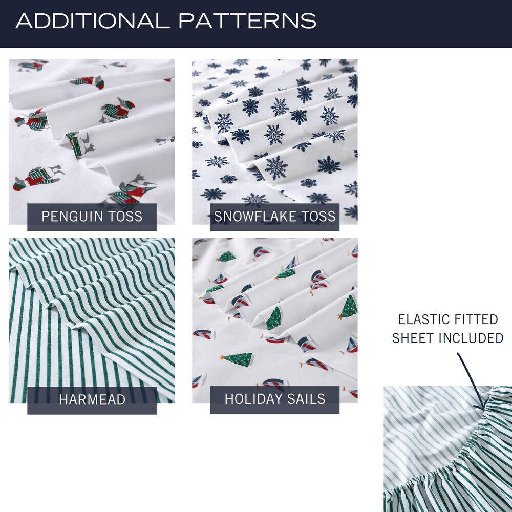 Snowflake Toss Print Full Flannel Sheet Set,Bali Bliss,large