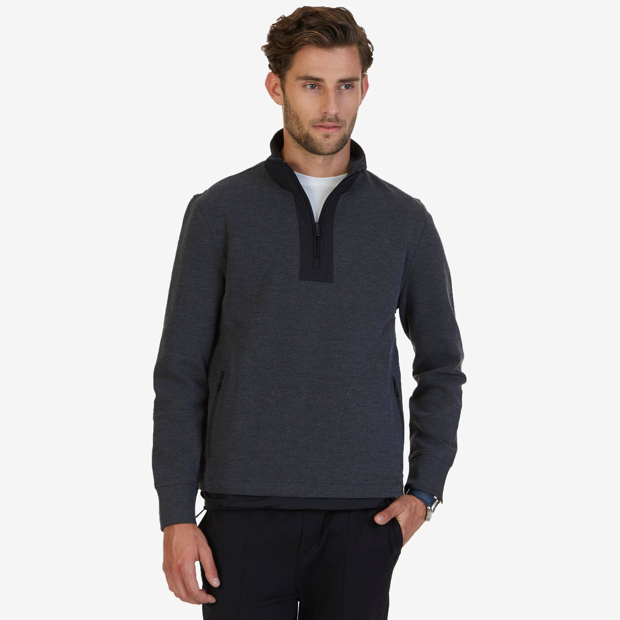 Quarter-Zip Pullover,Charcoal Heather,large