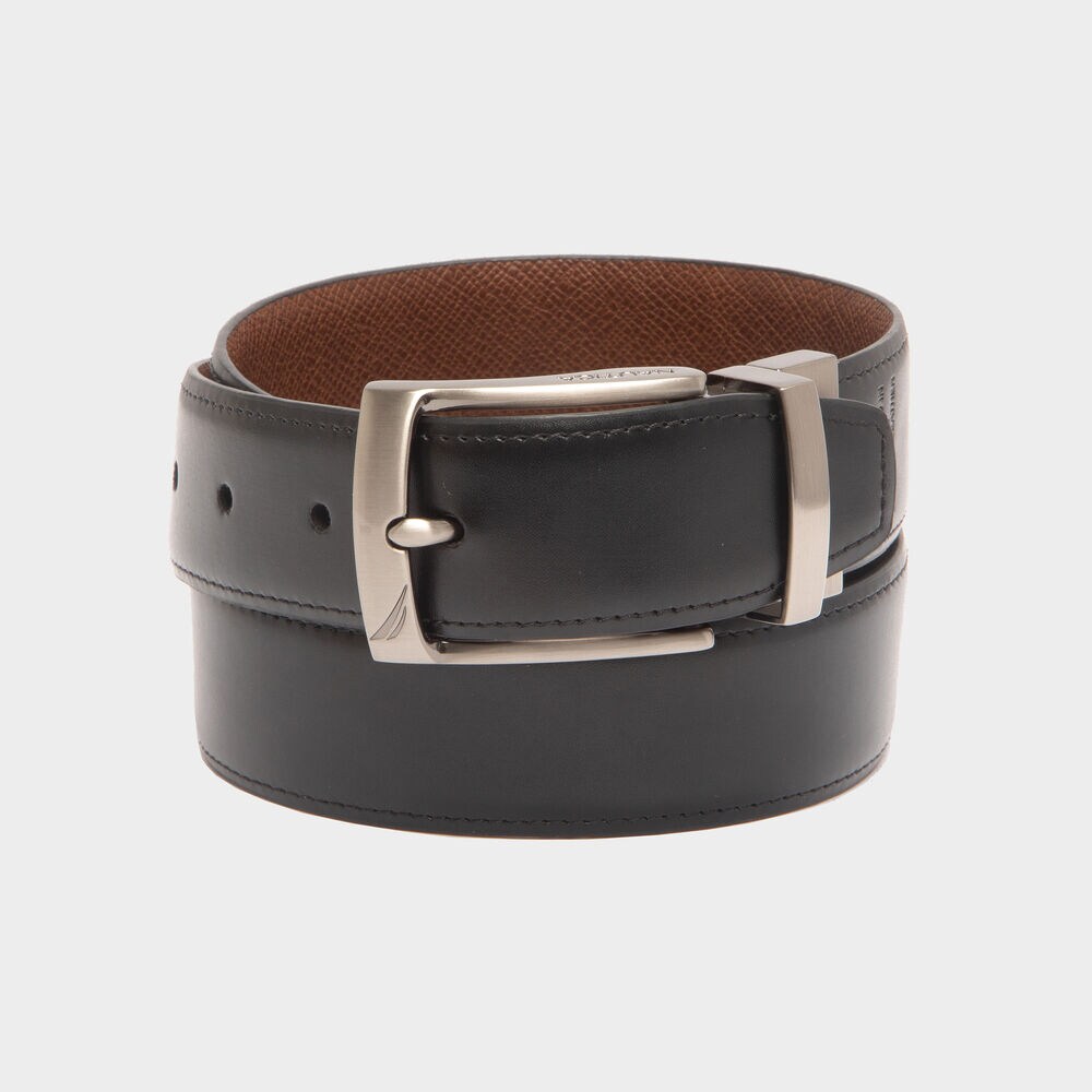 REVERSIBLE SAFFIANO LEATHER DRESS BELT,Military Tan,large