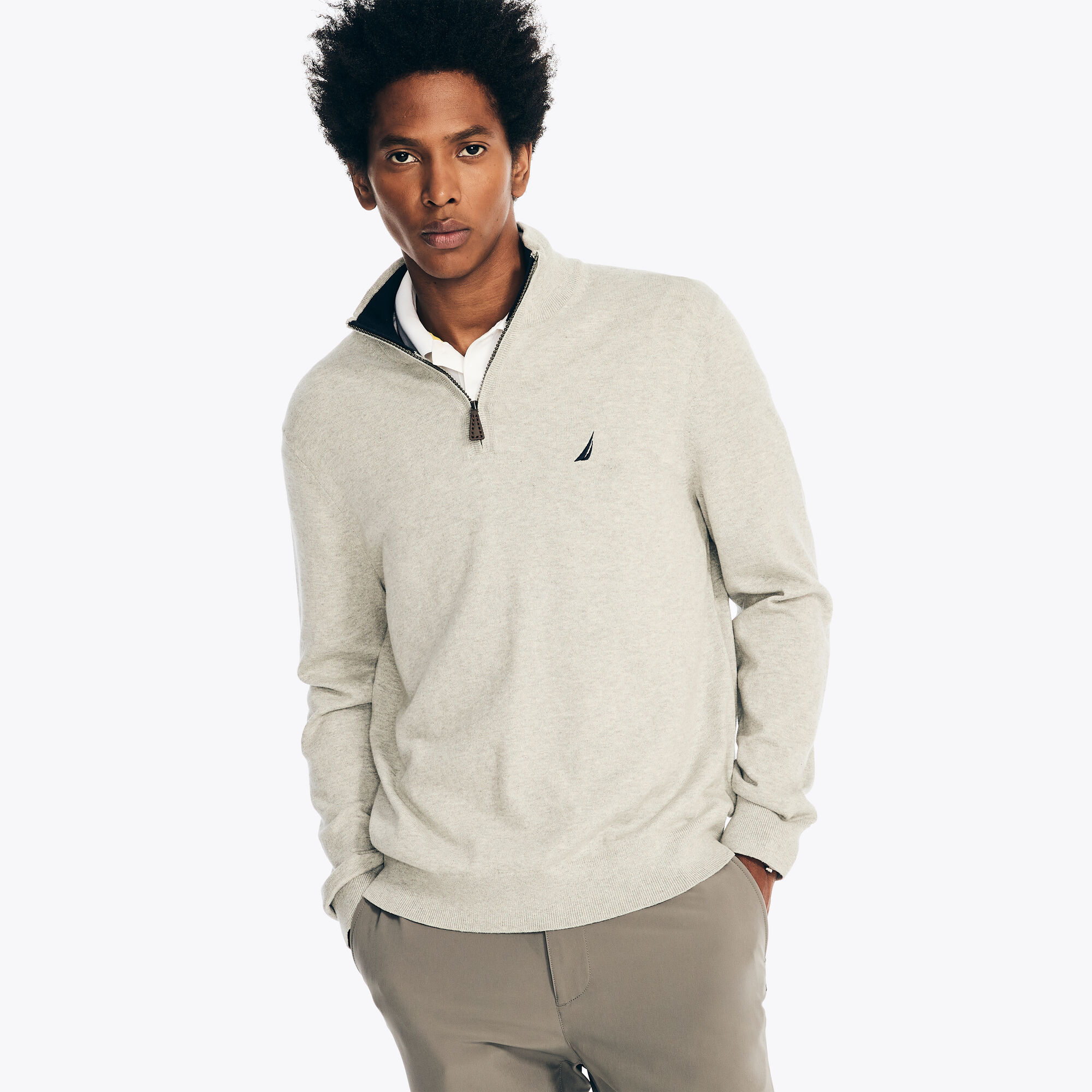 Navtech Quarter-Zip Sweater,Grey Heather,large