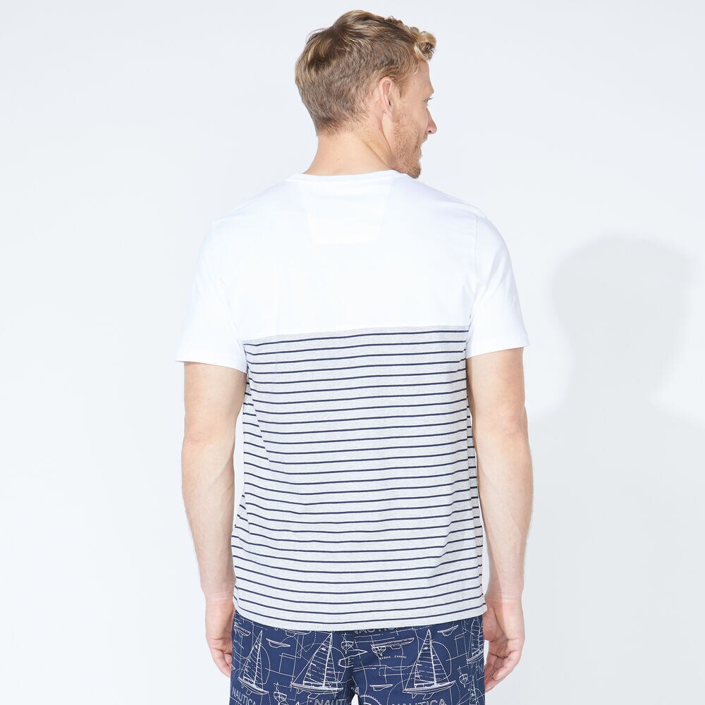 STRIPED COLORBLOCK POCKET T-SHIRT,Grey Heather,large