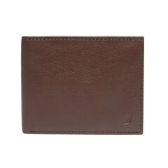 Pebbled Leather Embroidered brand icon Passcase,Brown Stone,large