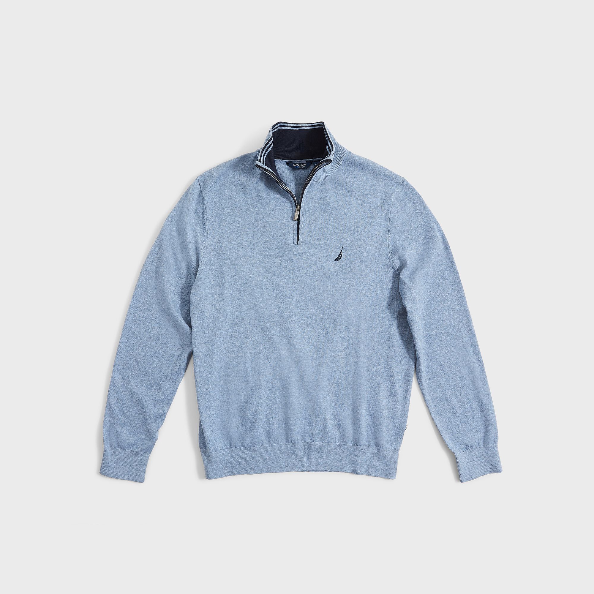 BIG & TALL NAVTECH QUARTER-ZIP SWEATER,Anchor Blue Heather,large