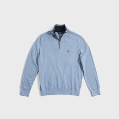 BIG & TALL NAVTECH QUARTER-ZIP SWEATER,Anchor Blue Heather,large