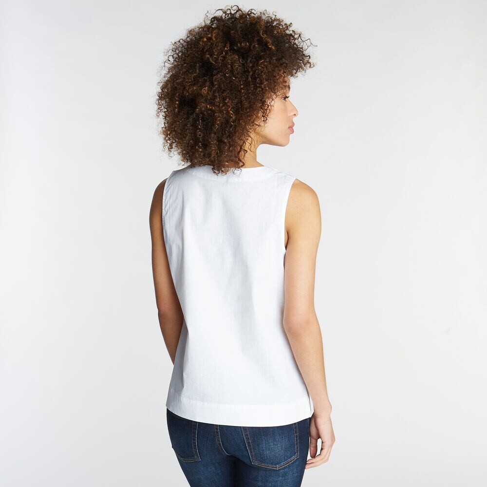 SLEEVELESS POPLIN TOP,Bright White,large