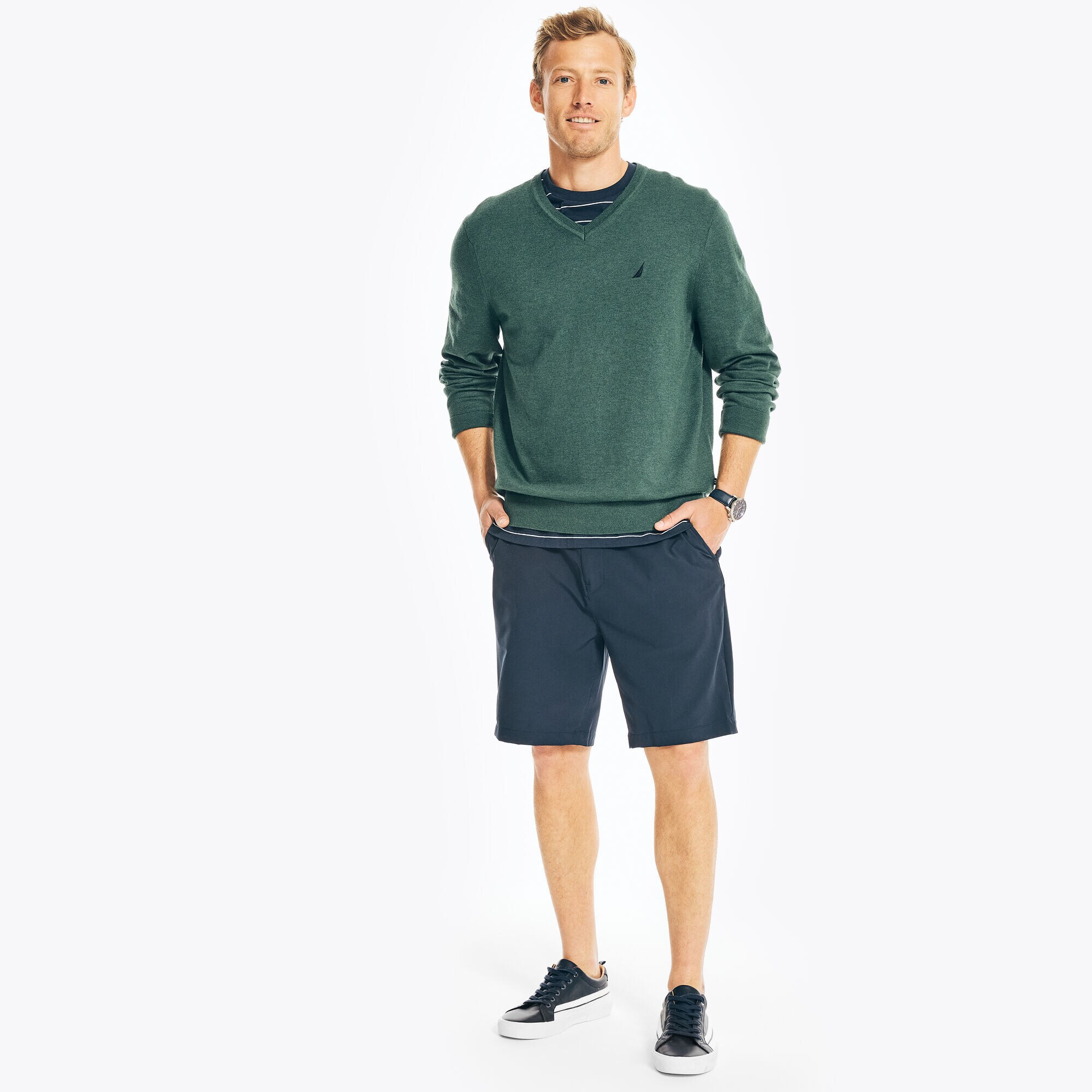NAVTECH V-NECK SWEATER,Spruce,large