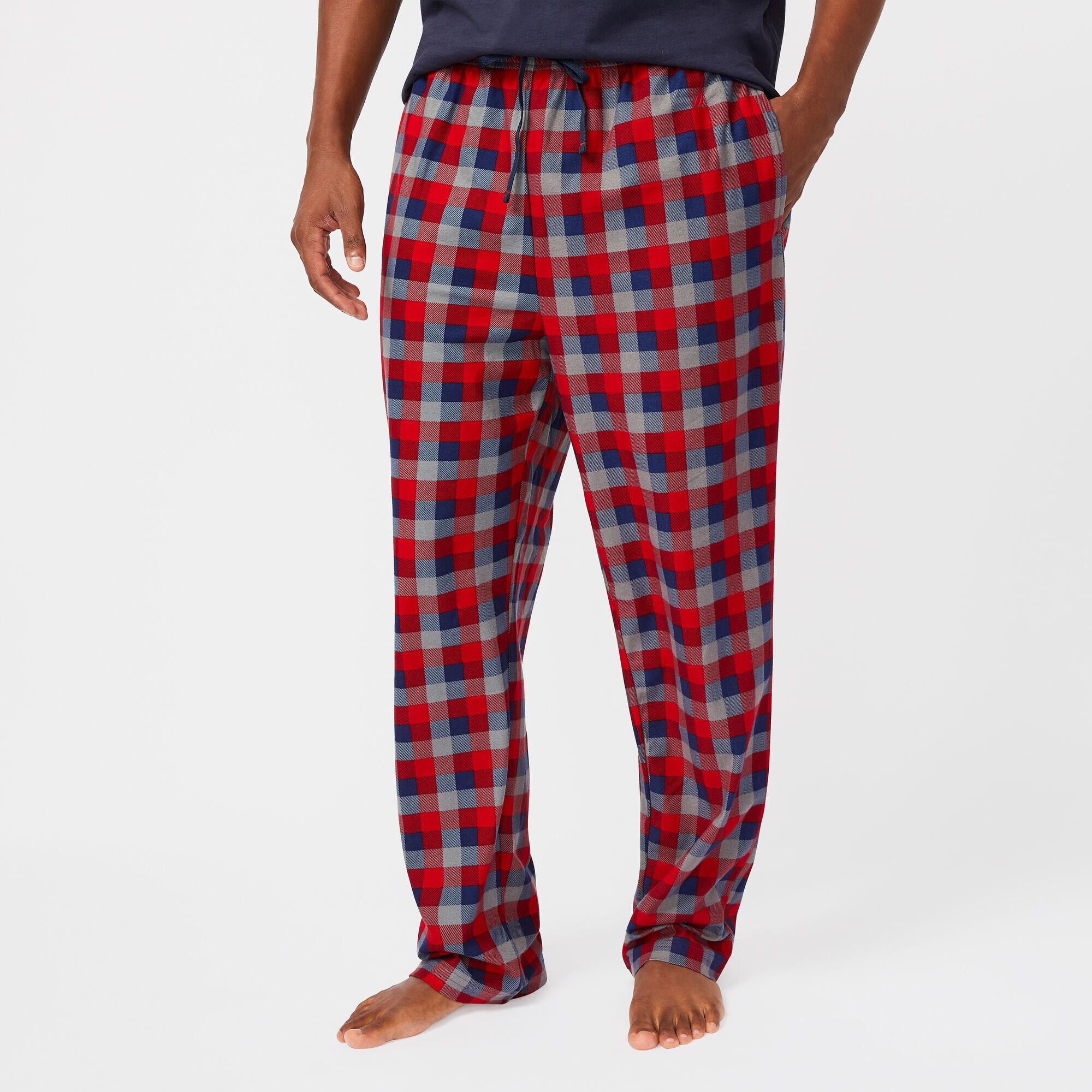 SAILING PLAID KNIT SLEEP PANTS,Nautica Red,large