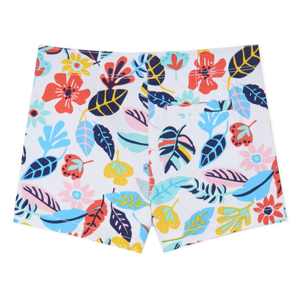 GIRLS' FLORAL PRINTED SHORTS,Blue Stern,large