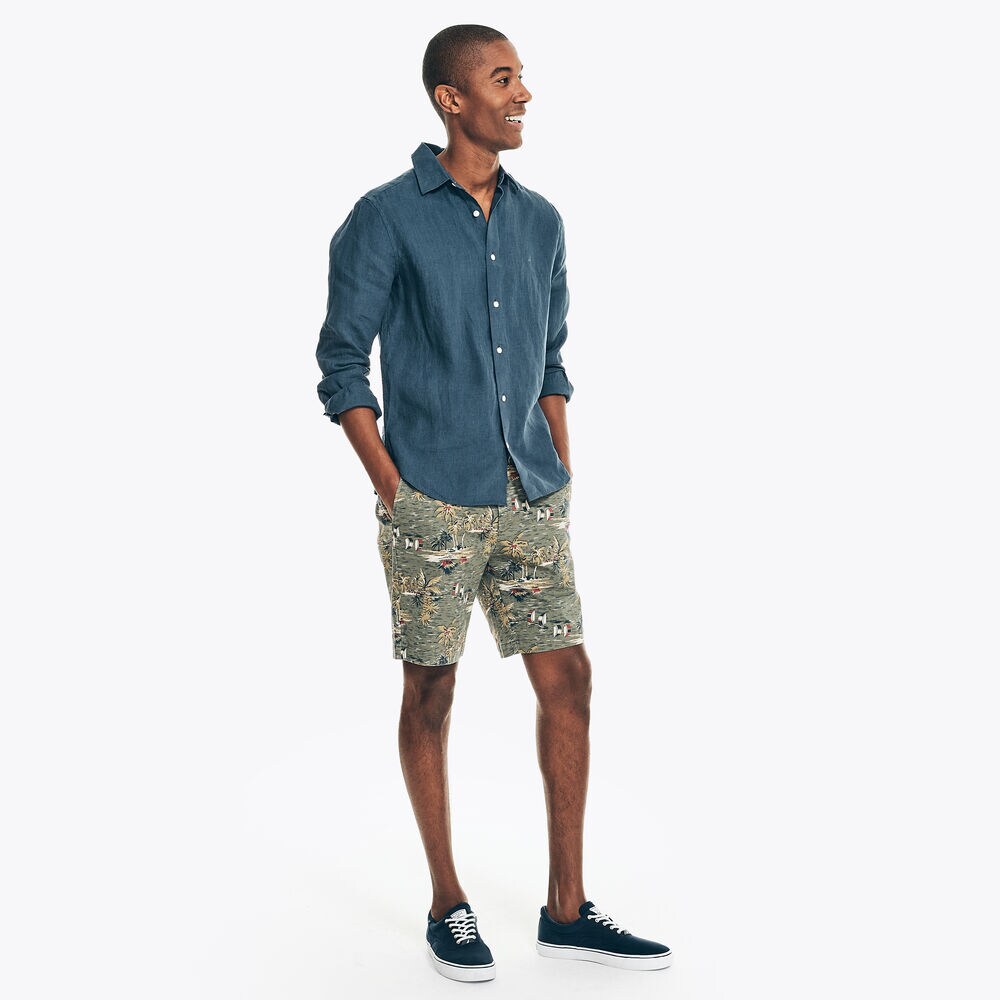 8.5" ISLAND PRINT SHORT,Hillside Olive,large