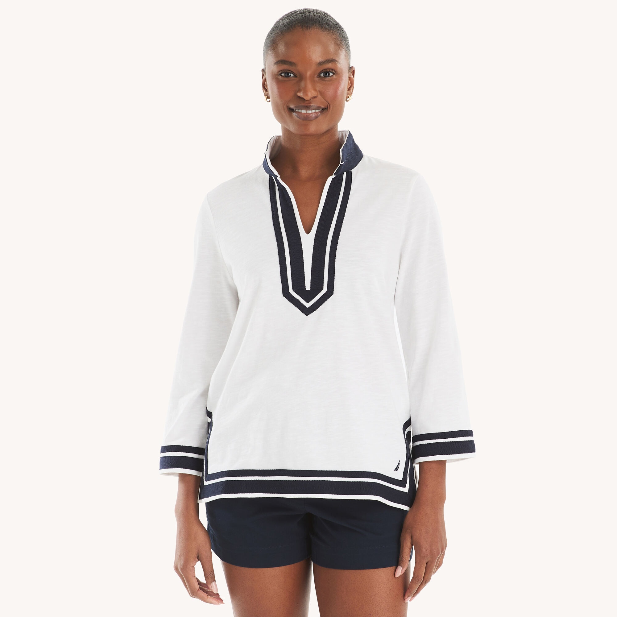 V-Neck Tunic,Bright White,large