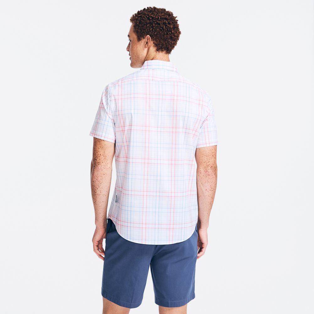 NAVTECH PLAID SHORT-SLEEVE SHIRT,Bright White,large