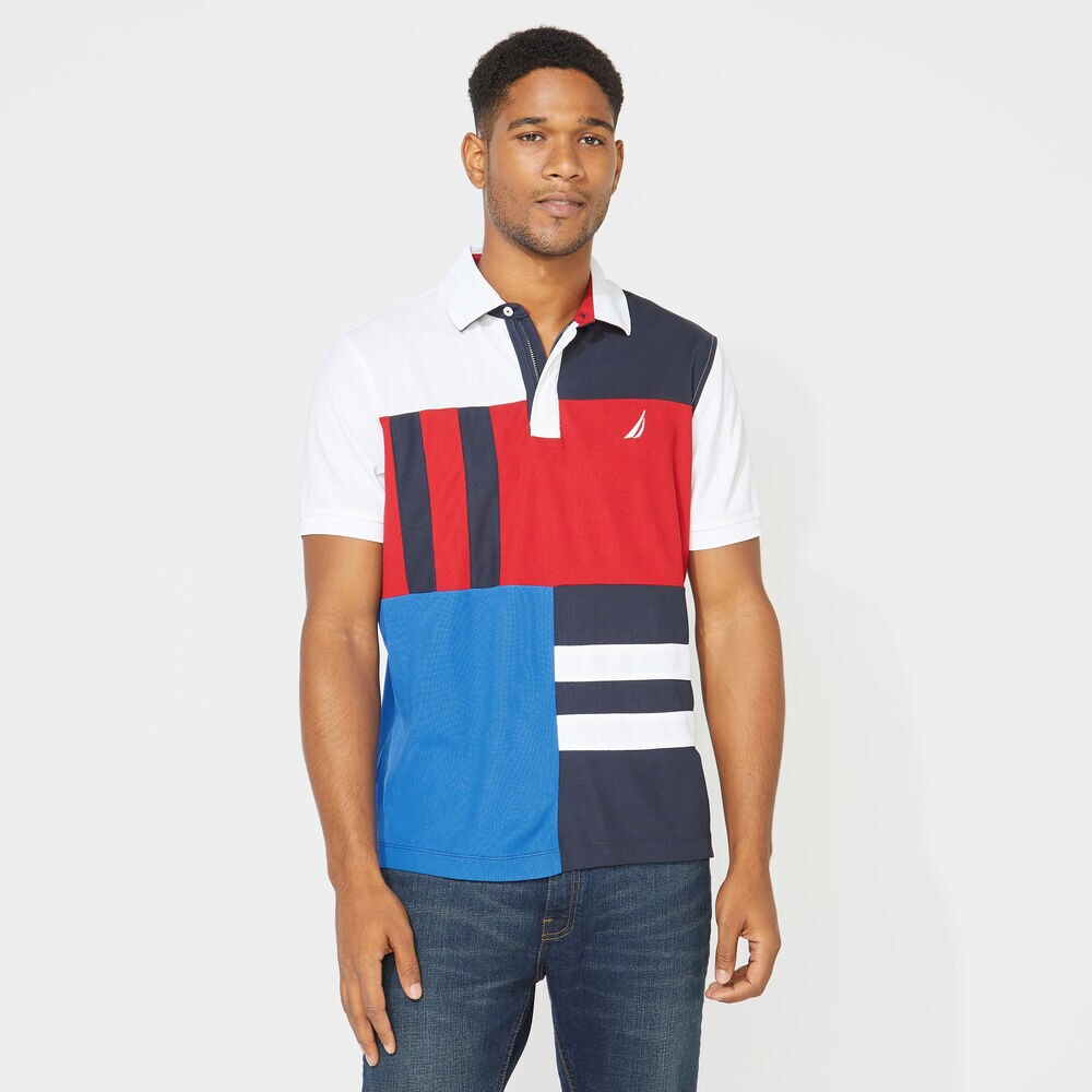 CLASSIC FIT COLORBLOCK POLO,Bright White,large