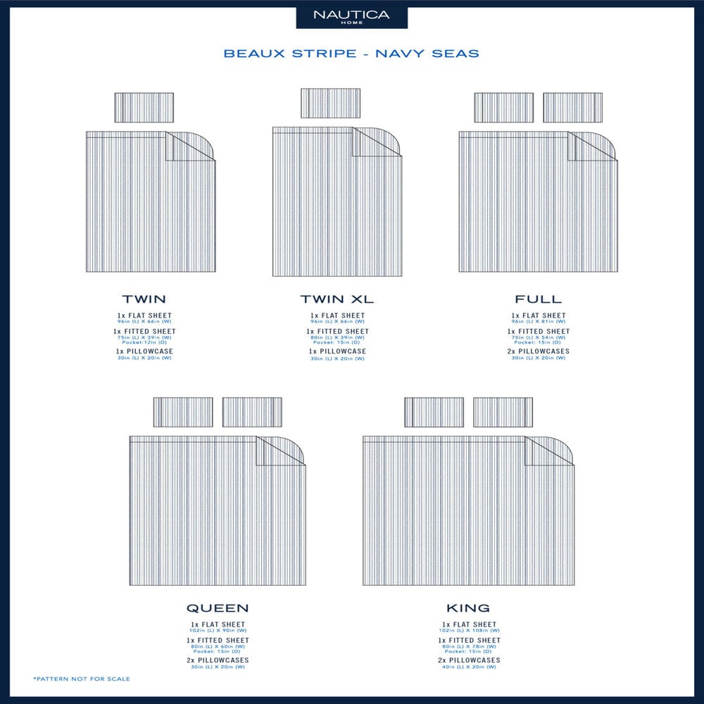 BEAUX STRIPED FULL SHEET SET,Blue Mirage,large