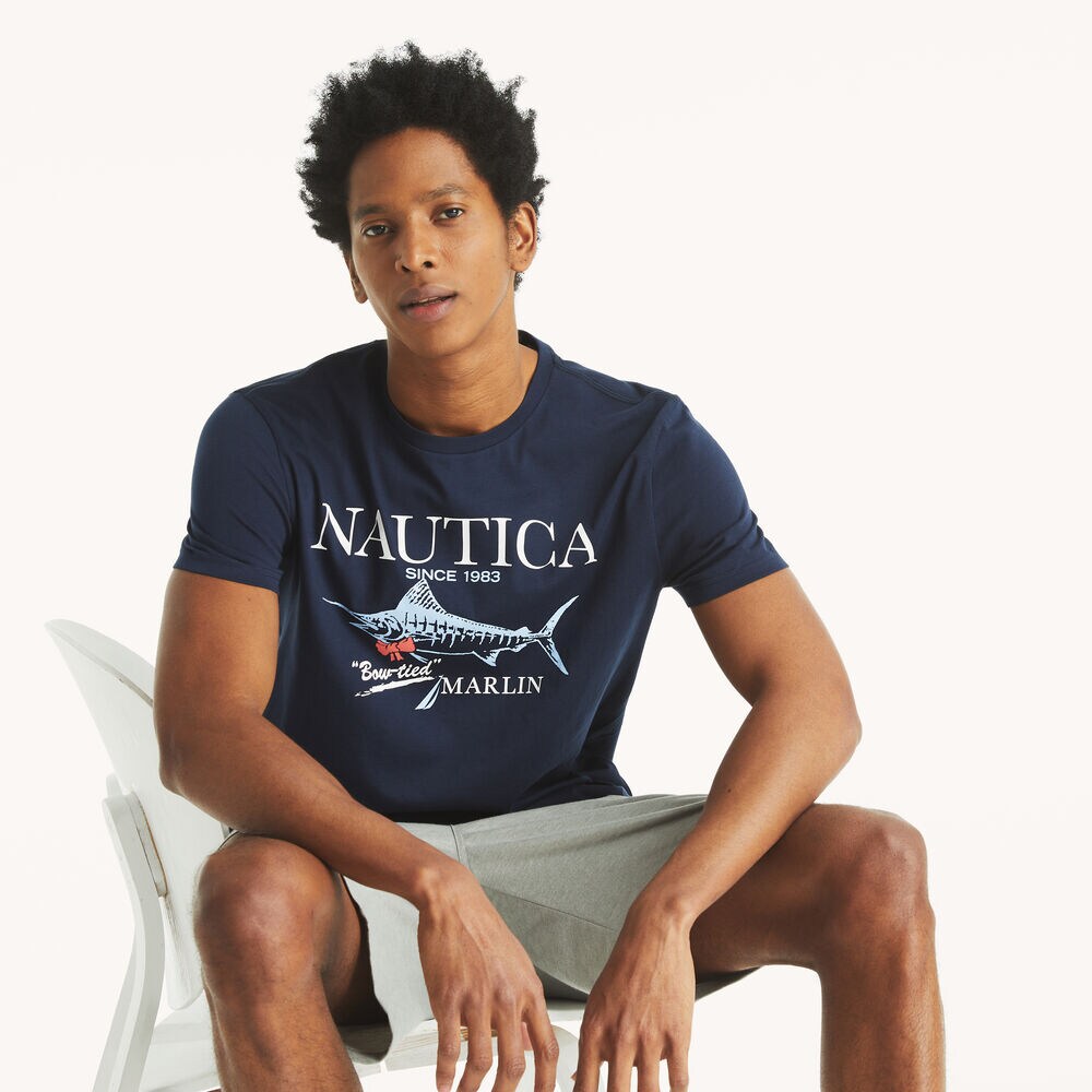 Marlin Graphic T-Shirt,Stellar Blue Heather,large