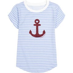 GIRLS' STRIPED ANCHOR T-SHIRT (8-16),Aquadream,large
