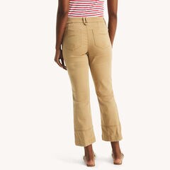 Sateen Mid-Rise Demi Bootcut Pant,Coastal Tan,large