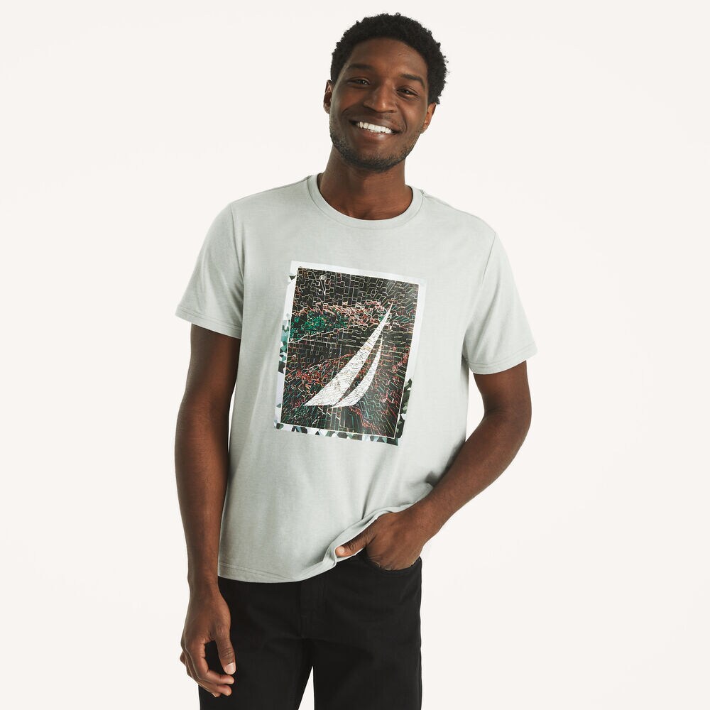 Sailboat Graphic T-Shirt,Grey Heather,large