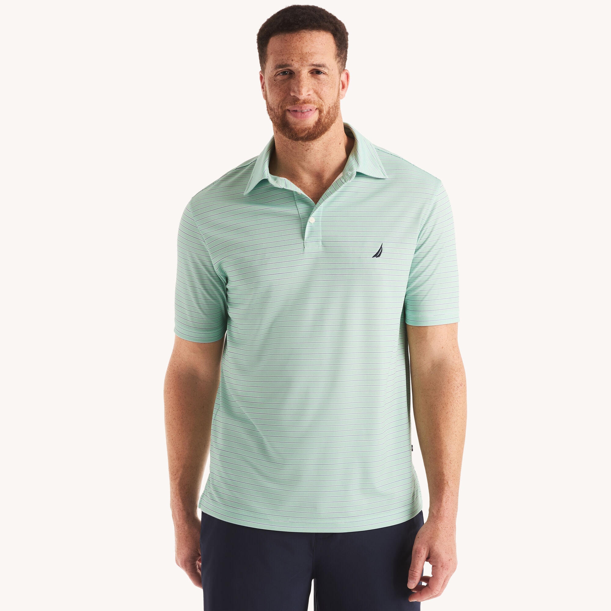 Big & Tall Striped Classic Fit Polo,Green Tea,large