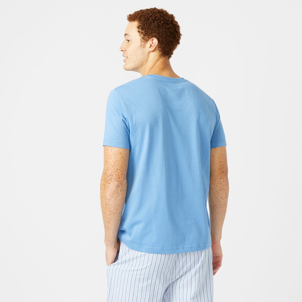 CLASSIC FIT SHORT SLEEVE STRIPED PANT PAJAMA SET,Riviera Blue,large