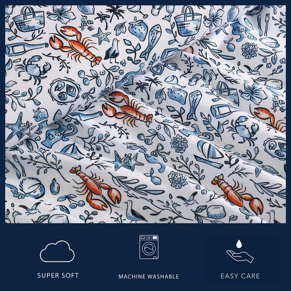 Coastal Fun Blue Twin Sheet Set