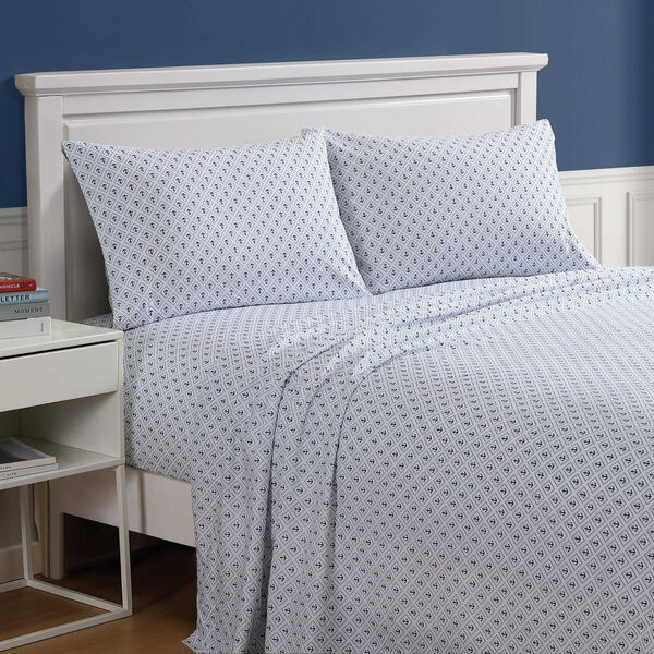 Diamond Anchor Blue Queen Sheet Set