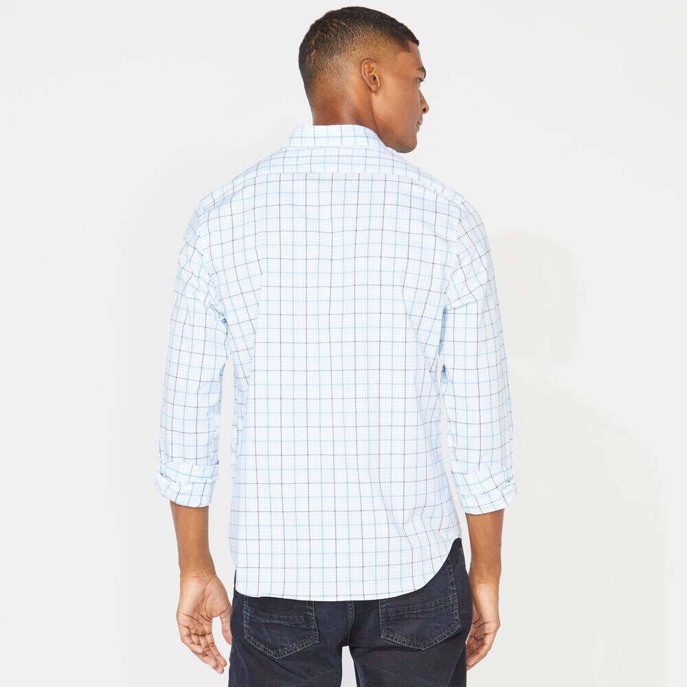SLIM FIT WRINKLE-RESISTANT PLAID SHIRT,Azure Blue,large