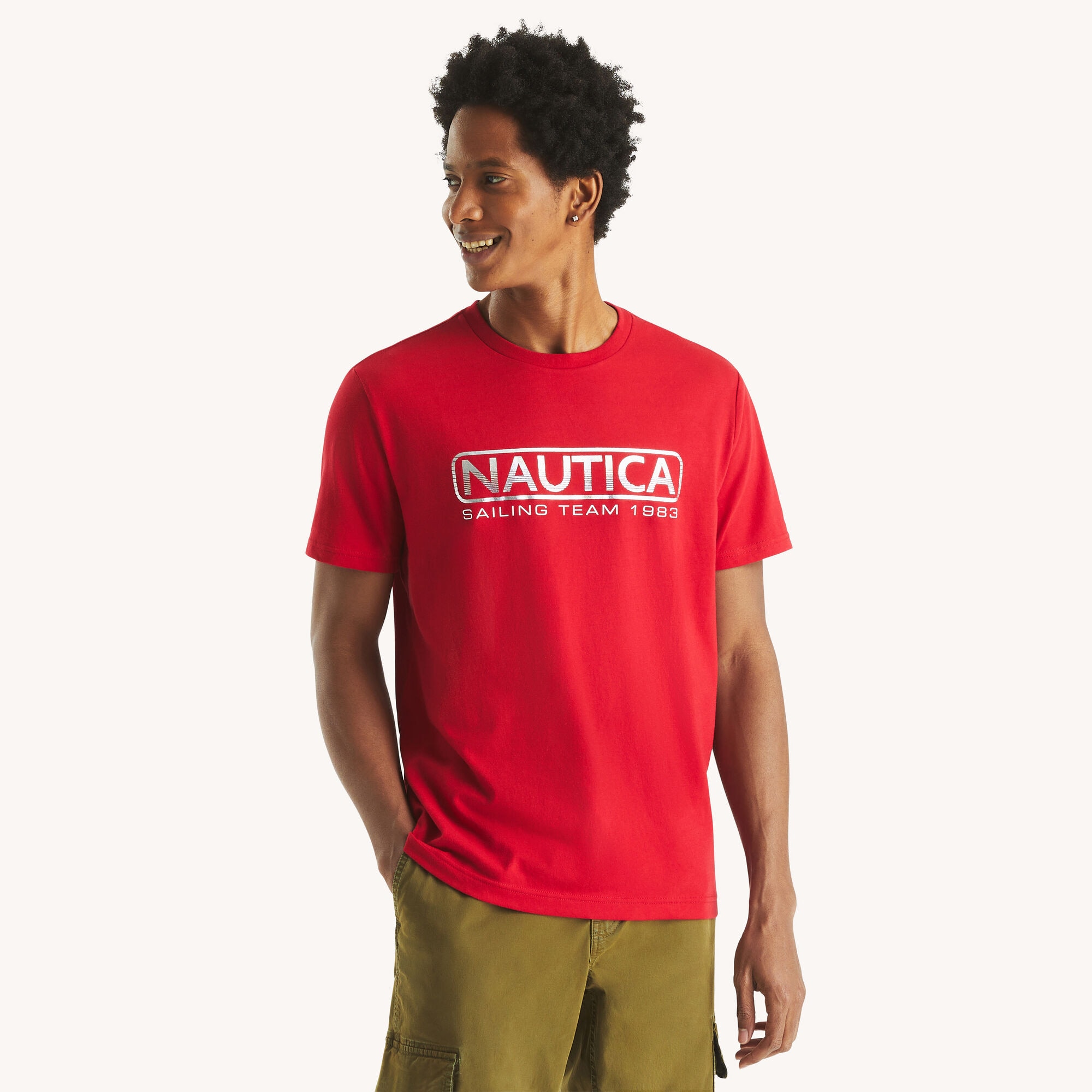 Sailing Team Graphic T-Shirt,Nautica Red,large