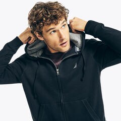 Full-Zip Fleece Hoodie,True Black,large