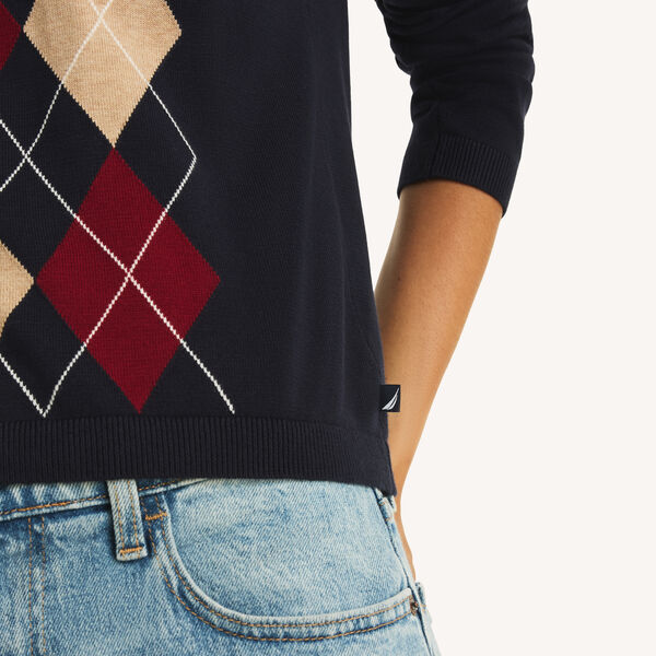 V-Neck Argyle Sweater
