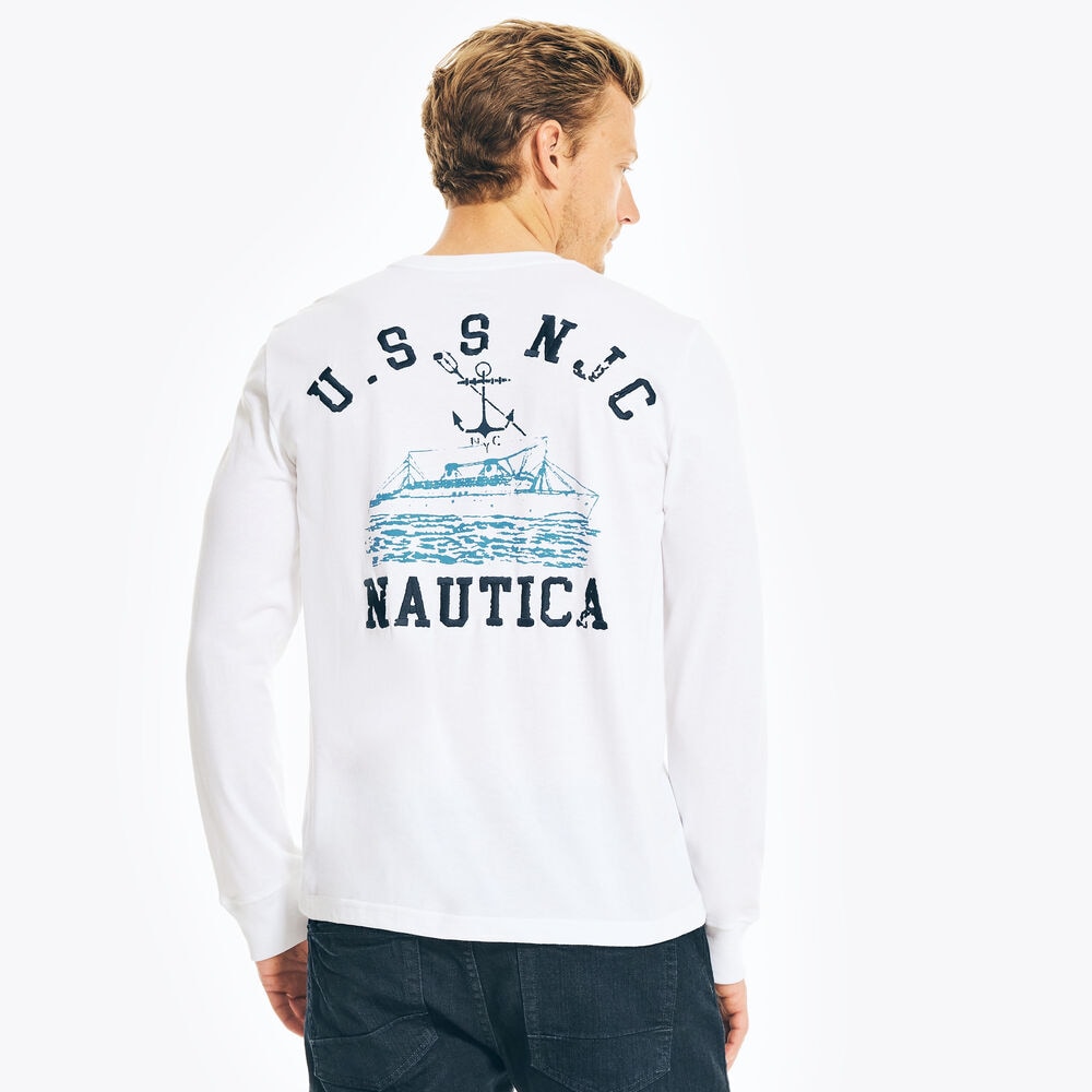 NAUTICA JEANS CO. SUSTAINABLY CRAFTED LONG-SLEEVE GRAPHIC T-SHIRT,Bright White,large