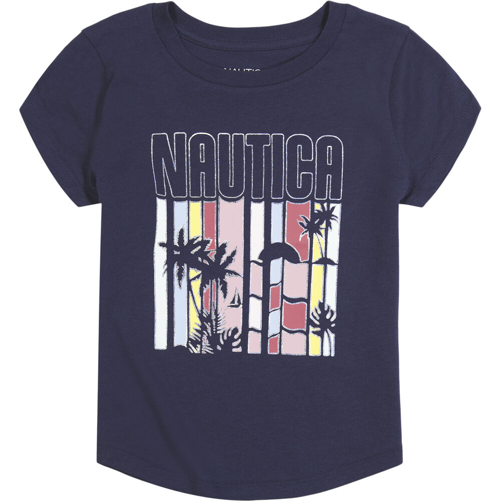 LITTLE GIRLS' SUN IN YOUR FACE T-SHIRT (4-7),Navy,large