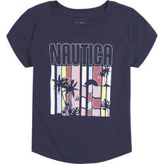 LITTLE GIRLS' SUN IN YOUR FACE T-SHIRT (4-7),Navy,large