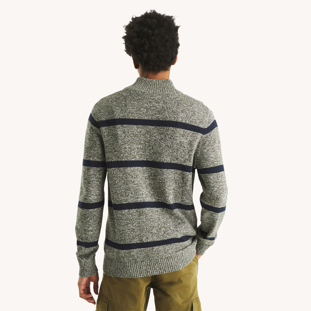 Striped Mock-Neck Sweater,Olive,large