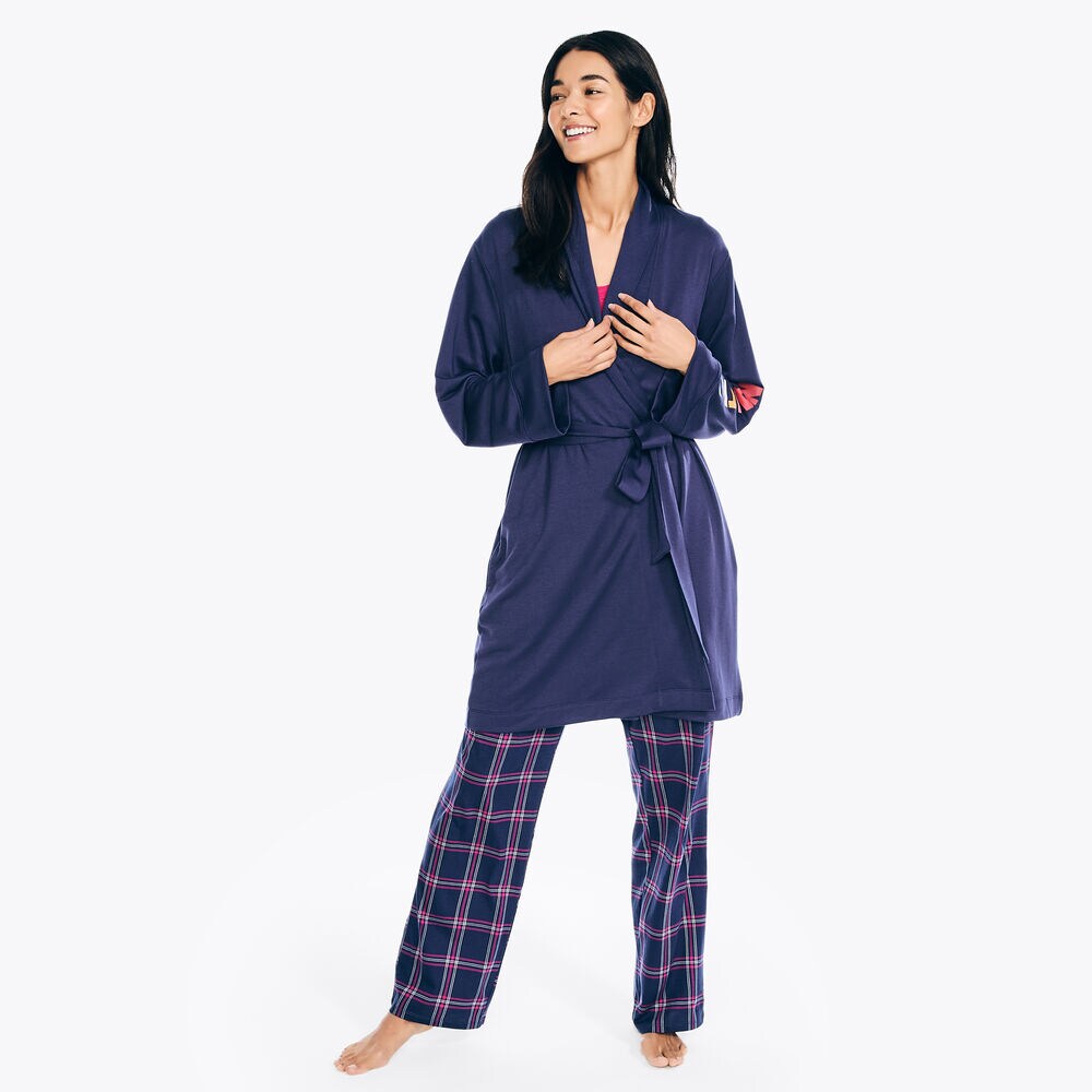 Belted Logo Robe,Tugboat Blue,large