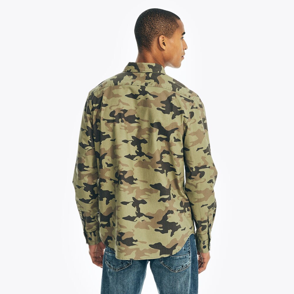 CAMOUFLAGE FLANNEL SHIRT,Teal Wave,large