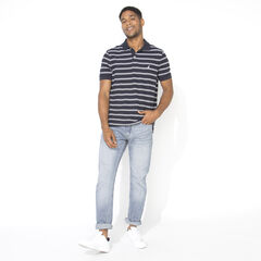 CLASSIC FIT STRIPED DECK POLO,Navy,large