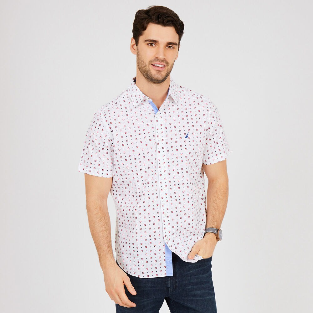 Signal Flag Classic Fit Short Sleeve Shirt,Bright White,large