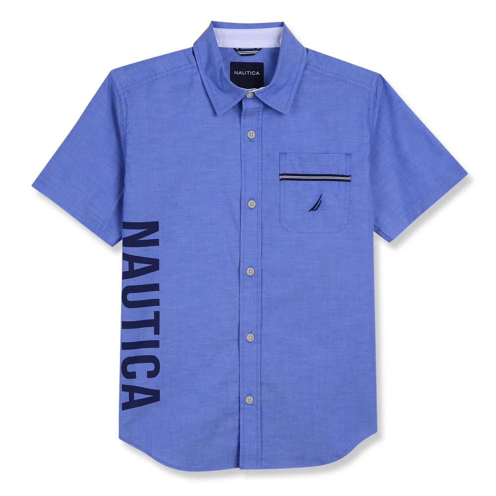 Toddler Boys' Leo Chambray Pocket Short Sleeve Shirt (2T-4T),True Navy,large