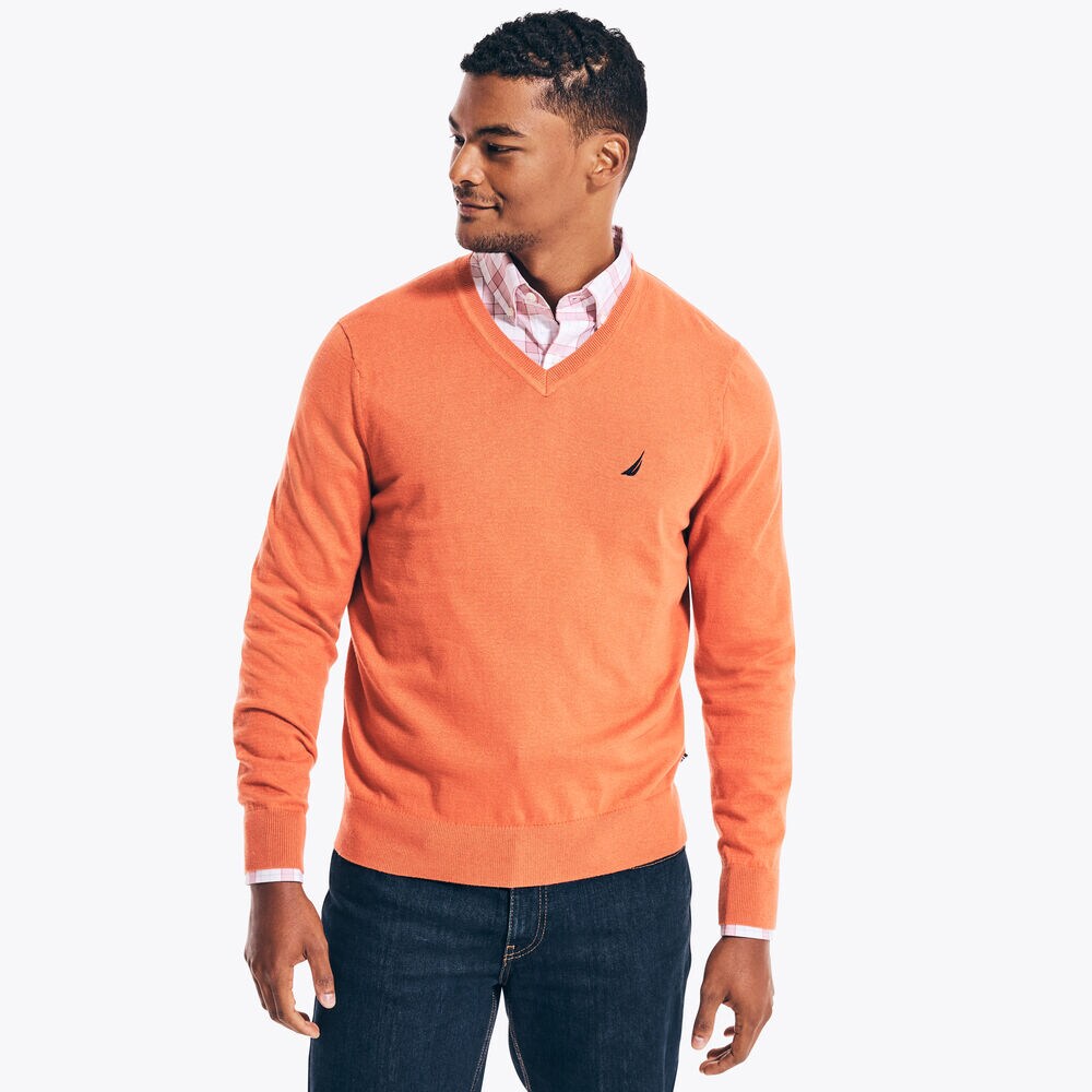 NAVTECH V-NECK SWEATER,Pink Clay,large