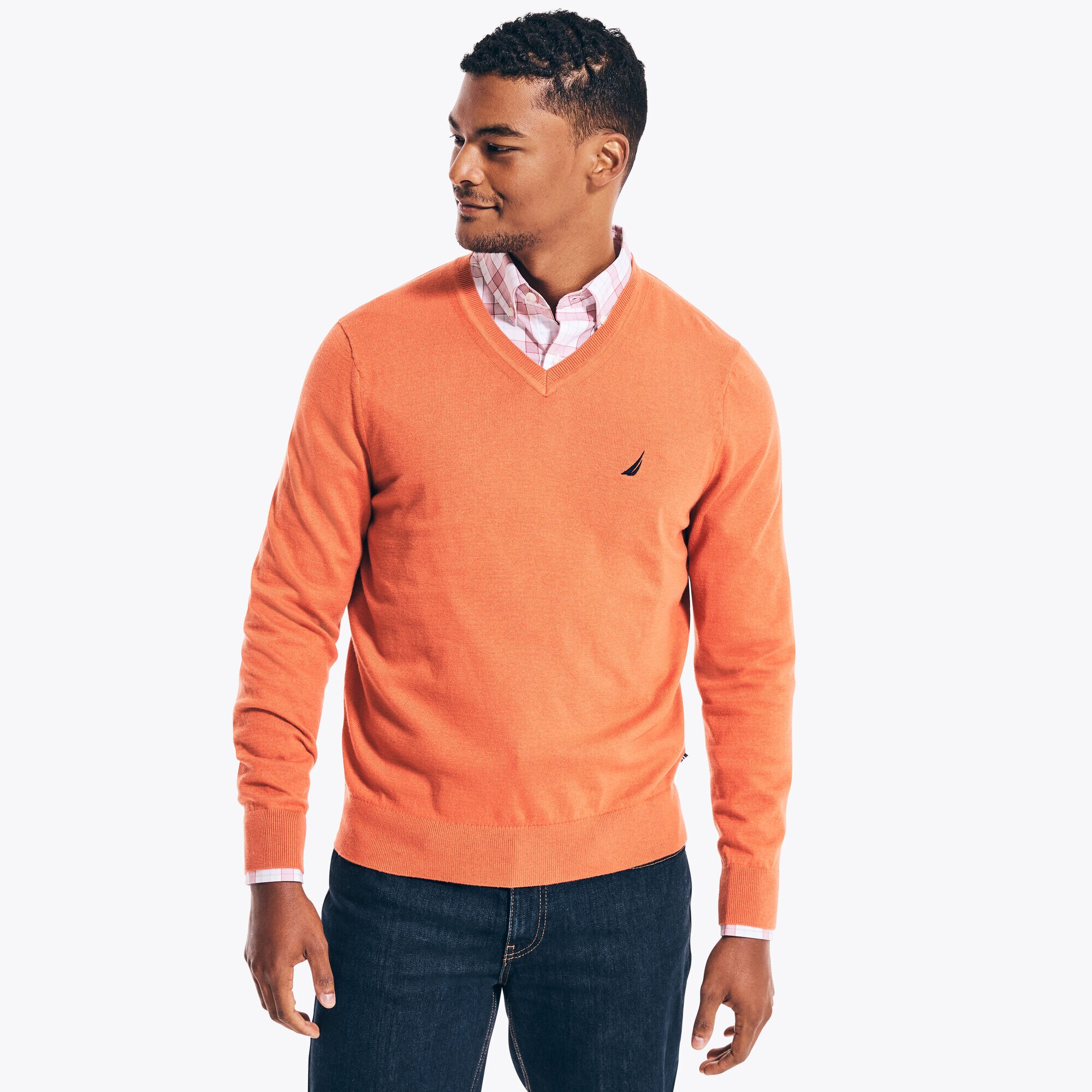 NAVTECH V-NECK SWEATER,Pink Clay,large