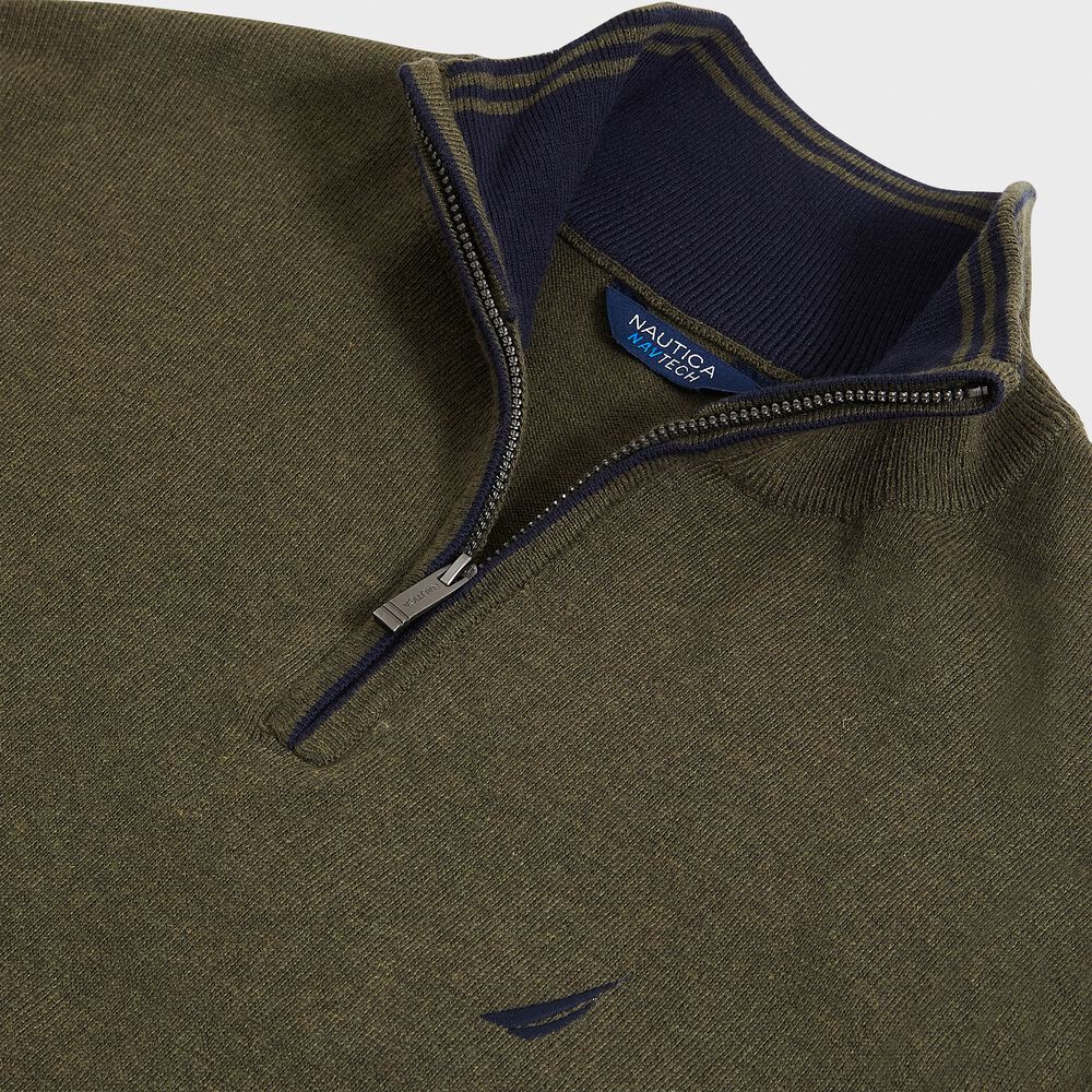 BIG & TALL NAVTECH QUARTER-ZIP SWEATER,Dark Hunter,large