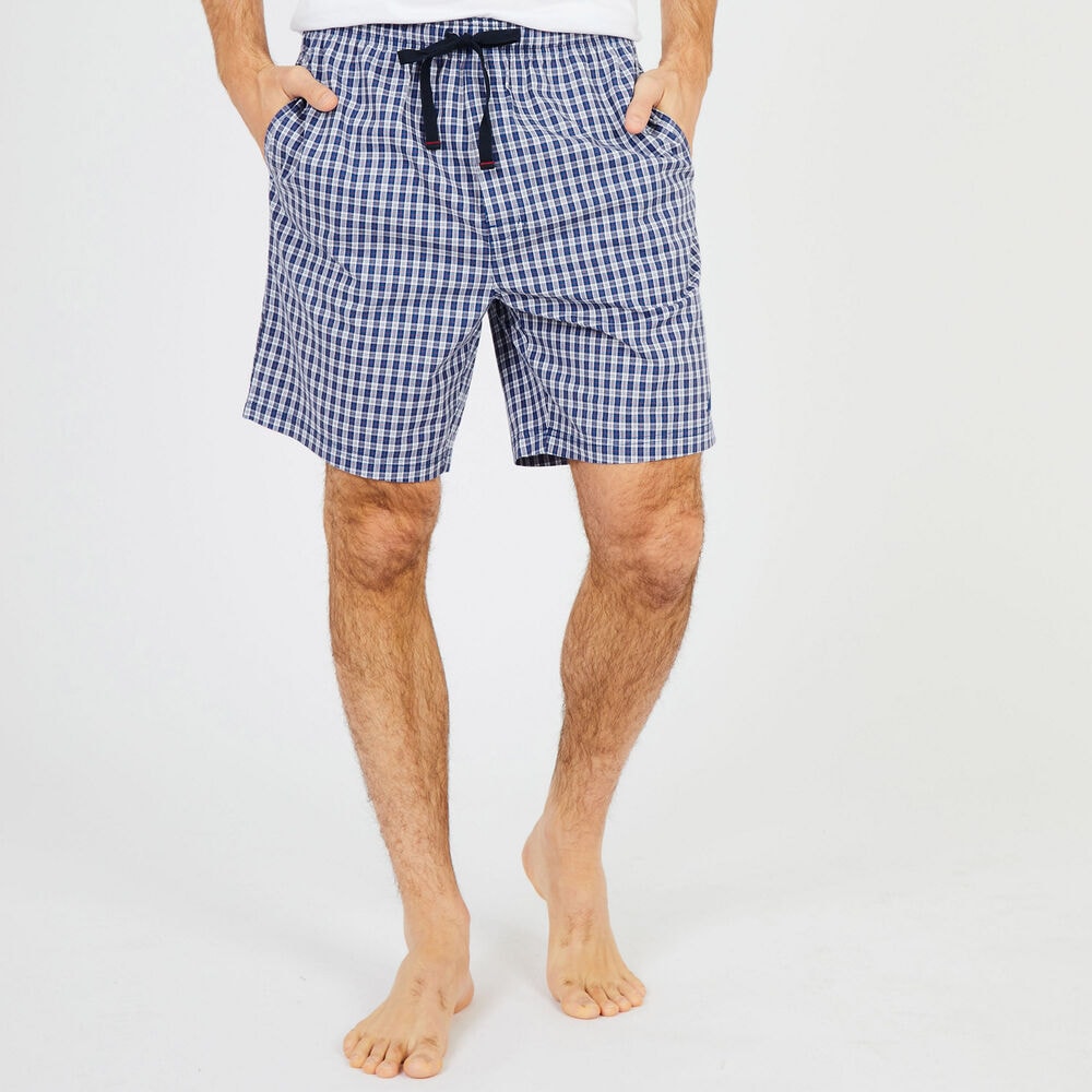 Plaid Woven Pajama Shorts,Blue Depths,large
