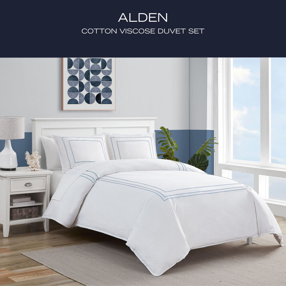 Alden Blue King Duvet Cover Set,Navy Dusk,large