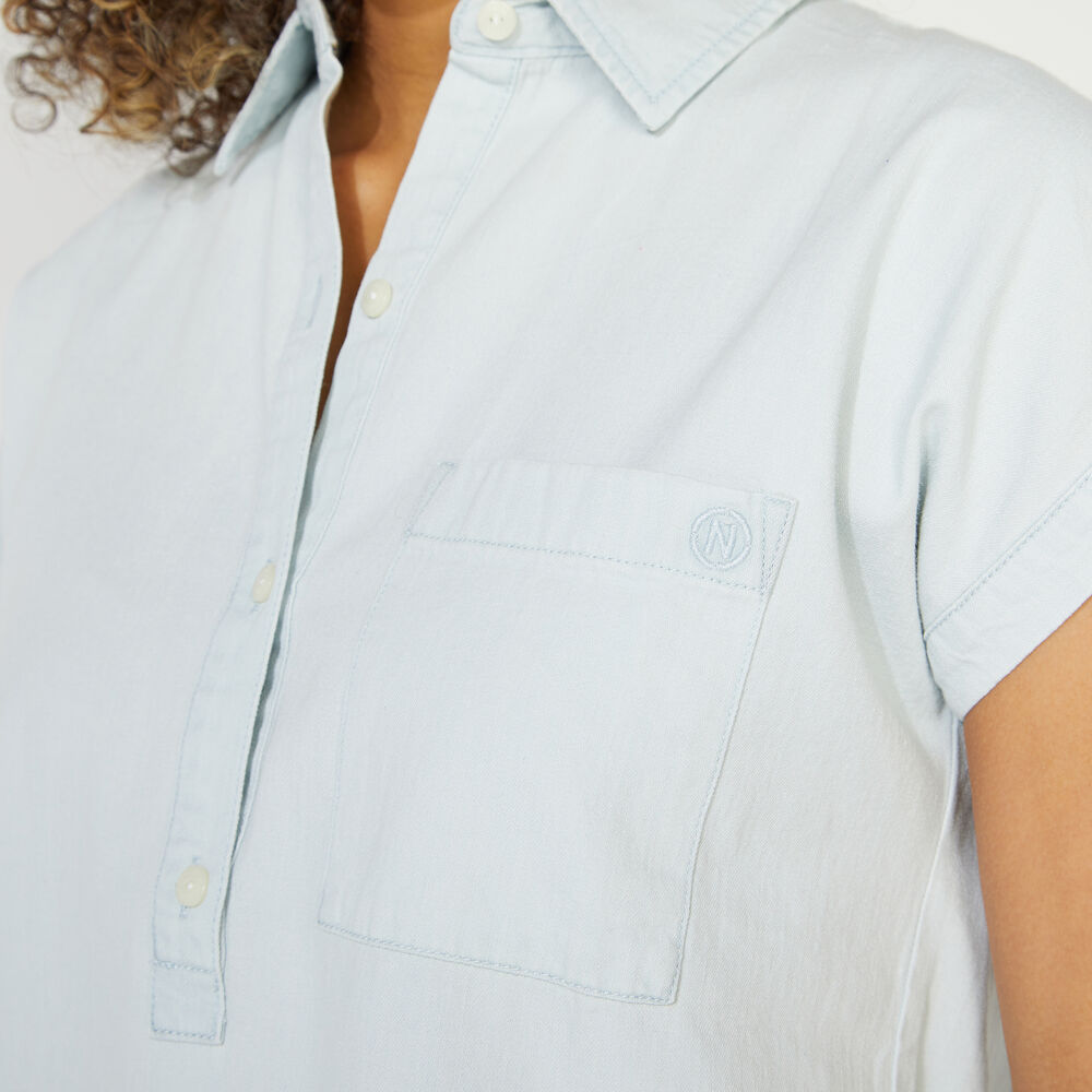 NAUTICA JEANS CO. DENIM POPOVER SHIRT,Classic Blue,large